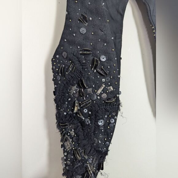 Theyskens' Theory "Jiguo" Embellished Linen Vest – Statement Black Beaded Vest – - Picture 11 of 11